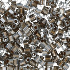 Бисер Япония "TOHO" 11/0   HEXAGON №5   2.2 мм  5 х  5 г №0993 св. серый с золотым центром