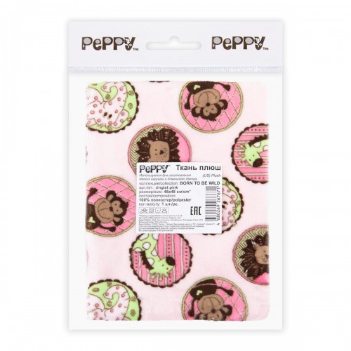 "PEPPY"   Плюш   BORN TO BE WILD   ФАСОВКА   48 x 48 см  440 г/кв.м ± 5   100\% полиэстер ringlet pink