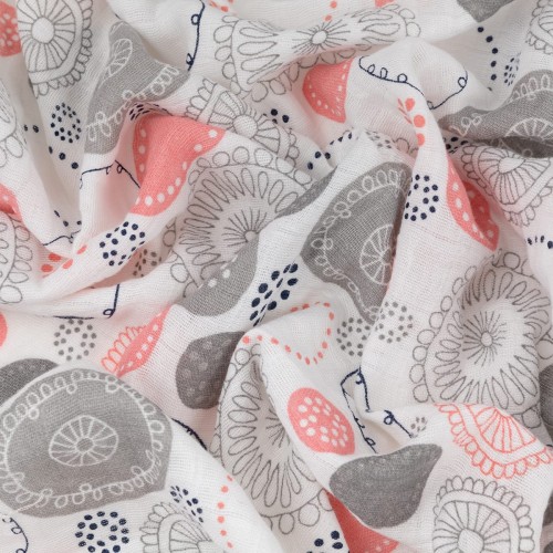Ткань "PEPPY"   Ткань муслиновая   ФАСОВКА   EMBRACE   100\% хлопок   100 х  125 см  Shannon Fabrics whimsy circle coral