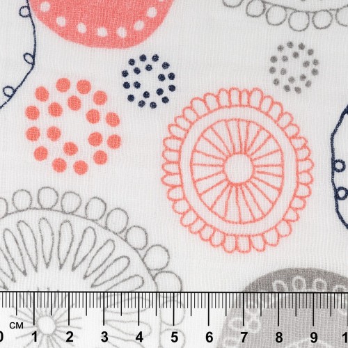 Ткань "PEPPY"   Ткань муслиновая   ФАСОВКА   EMBRACE   100\% хлопок   100 х  125 см  Shannon Fabrics whimsy circle coral