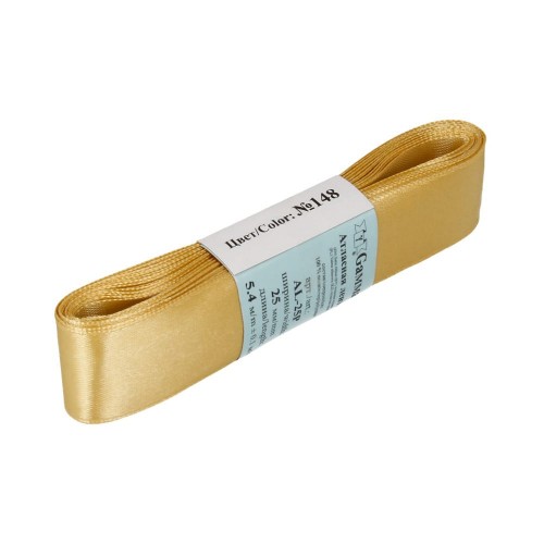 Лента атласная 25 мм ( 1 ")  "Gamma"   AL-25P   ФАСОВКА   5 x  5.4 м №148 горчичный