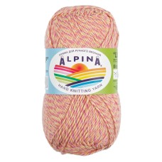 Пряжа ALPINA "LOLLIPOP"   100\% хлопок   10 шт. х  50 г  175 м ± 8 м  СК/Распродажа №05 малиновый-салатовый-желтый-коралловый