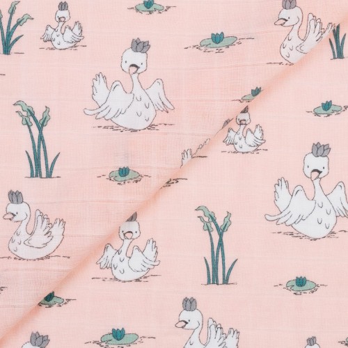 Ткань "Shannon Fabrics"   Ткань муслиновая   SMD EMBRACE   100\% хлопок   125 см ± 2 см royal swans apricot