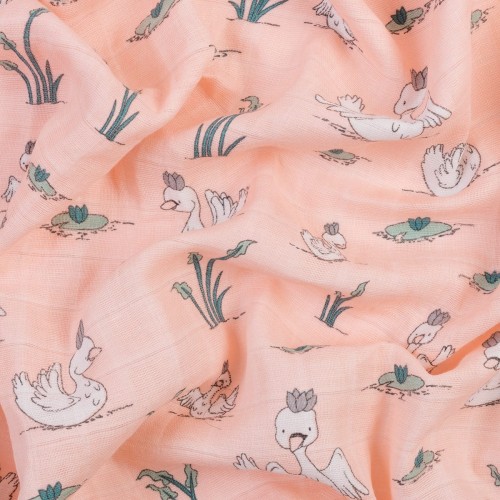 Ткань "Shannon Fabrics"   Ткань муслиновая   SMD EMBRACE   100\% хлопок   125 см ± 2 см royal swans apricot