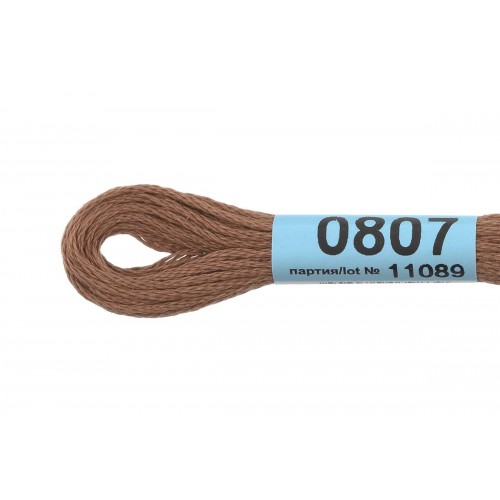 Нитки для вышивания "Gamma"    мулине  ( 0207-0819 )  100\% хлопок   24 x  8 м №0807 св.коричнев.