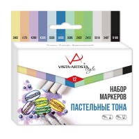 "VISTA-ARTISTA"   Style   Набор маркеров на спиртовой основе   SMA-12   0.7 мм - 7 мм   12 цв.  перо круглое/скошенное 01 - Пастельные тона