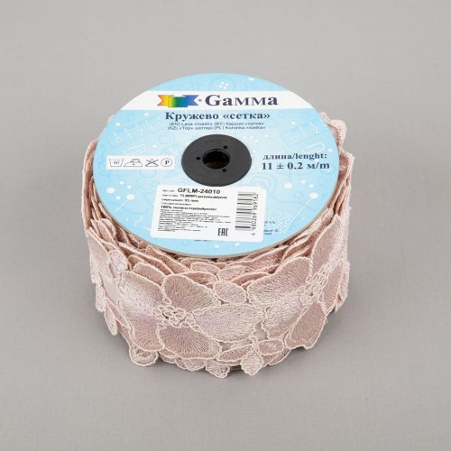 Кружево "Gamma"   "сетка"   95 мм  GFLM-24010   в рулоне   11 м ± 0.2   Турция TL009PI розовый