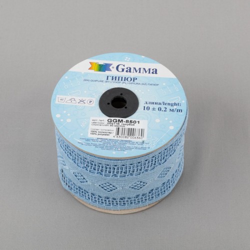 Гипюр "Gamma"   85 мм  GGM-8501   на бобине   10 м ± 0.2   Турция GP011B голубой