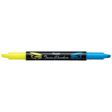 "Pentel"   Текстовыделители двухцветные Twin Checker   3.5 мм   перо скошенное   12 шт. SLW8-GS желтый-голубой