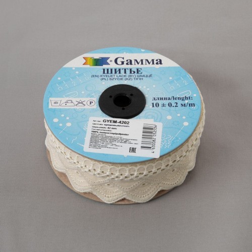 Шитье "Gamma"   42 мм  GYEM-4202   в рулоне   10 м ± 0.2 м  Турция кремовый