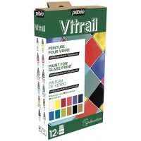 "PEBEO"   Набор красок Vitrail "Исследование" по стеклу и металлу   12 цв. х  20 мл 757421
