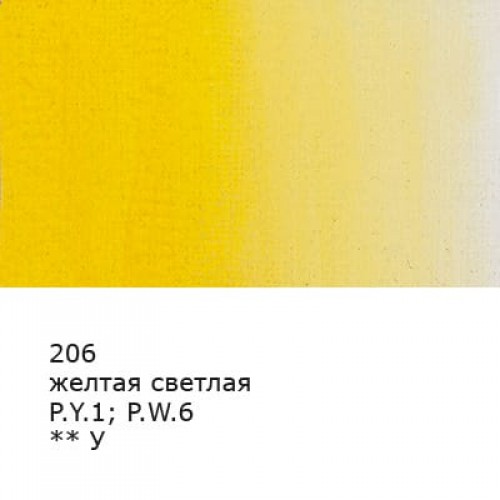 Краска гуашь "VISTA-ARTISTA"   "Gallery"   художественная группа 1   VAG-100   100 мл  6 шт. 206_Желтая светлая (Yellow light)