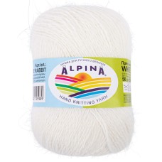 Пряжа ALPINA "WHITE RABBIT"   55\% пух кролика, 45\% нейлон   10 шт. х  50 г  300 м ± 15 м №201 белый