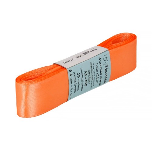 Лента атласная 25 мм ( 1 ")  "Gamma"   AL-25P   ФАСОВКА   5 x  5.4 м №024 бл.оранжевый