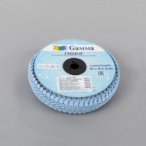 Гипюр "Gamma"   24 мм  GGM-2401   в рулоне   10 м ± 0.2 GP011B  голубой