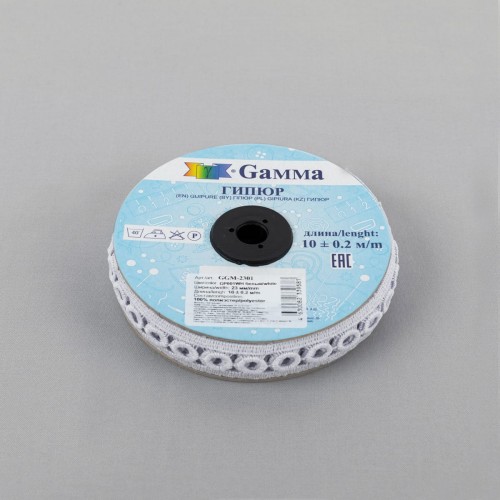 Гипюр "Gamma"   23 мм  GGM-2301   в рулоне   10 м ± 0.2 GP001WH белый