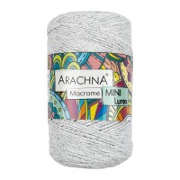 Пряжа ARACHNA "Macrame Mini Lurex"   75\% хлопок, 15\% полиэстер, 10\% люрекс   4 шт. х  250 г ± 10 г  200 м ± 20 м №24 натуральный-серебро