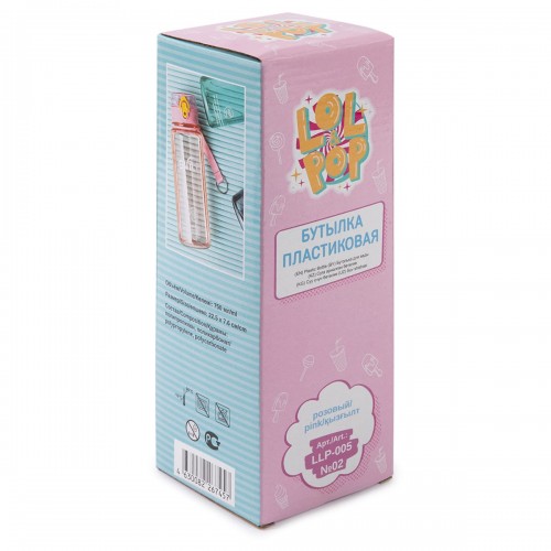 "Lol&Pop"   LLP-005   Бутылка пластиковая   750 мл  22.5 х 7.6 см №02 розовый
