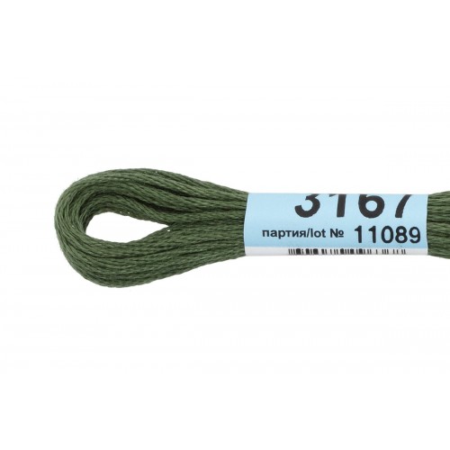 Нитки для вышивания "Gamma"    мулине  ( 3071-3172 )  100\% хлопок   24 x  8 м №3167 т.серо-зеленый