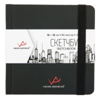 "VISTA-ARTISTA"   VABK-1212   Скетчбук   120  г/м2  12 х  12 см  сшивка   80 л. 01 черный