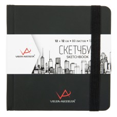 "VISTA-ARTISTA"   VABK-1212   Скетчбук   120  г/м2  12 х  12 см  сшивка   80 л. 01 черный