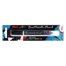 "Pentel"   Маркер-кисть с кнопкой подкачки чернил XGFH в блистере   1-10 мм   кисть XGFH-DAX черный+красный металлик