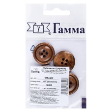 Пуговица "Gamma"   WB-082   40 " ( 25 мм) ( 4 шт)  дерево №300 коричневый