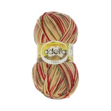 Пряжа ADELIA "JAKE"   75\% шерсть, 25\% нейлон   5 шт. х  100 г  400 м ± 15 м №09 т.желтый/т.красный/т.зеленый/оранжевый