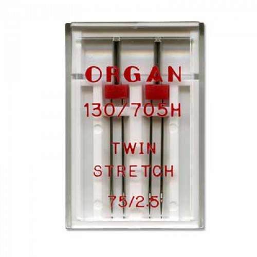 Иглы для быт. шв. машин "ORGAN"   двойная стрейч 75/2,5   2 шт  в пенале 5102056  трикотаж