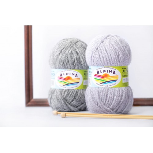 Пряжа ALPINA "ALPACA TRENZA"   90\% альпака, 10\% полиамид   4 шт. х  50 г  150 м ± 8 м №04 св.серый