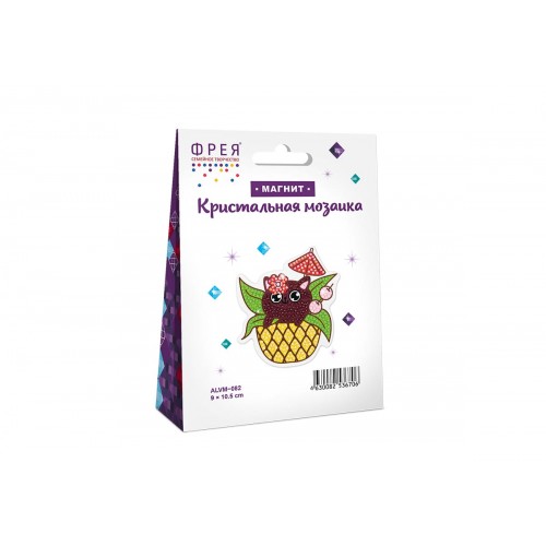 Кристальная (алмазная) мозаика  "ФРЕЯ" ALVM-082   магнит "ТропиКот" 9 х 10.5 см
