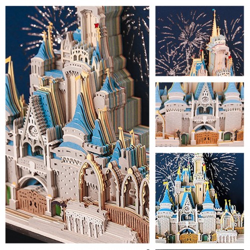 Блок бумажный для записей в виде 3D-заметок с подсветкой   200-250 г/м2  9 х  4 х  8 см  148 л. "Сказочный замок" BBZ-03