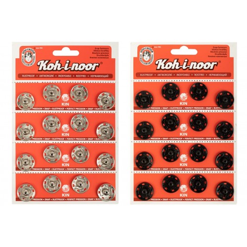 Кнопка пришивная "KOH-I-NOOR"   10 (KIN1000 №8)   металл  d 21 мм  4 x  4 шт. черный