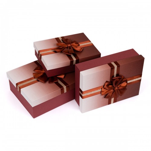 "Stilerra"   YBOX-R75-3   Набор подарочных коробок   3 в 1  23  х 17  х 6.5 -  29  х 21  х 9.5 см 02 бордовый