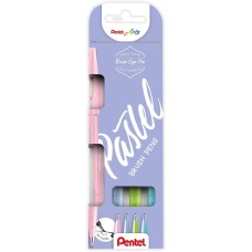 "Pentel"   Набор брашпенов Pentel Brush Pens Pastel, 4 шт., разные цвета чернил   от 0.2 мм   4 цв.  кисть SES15P-4