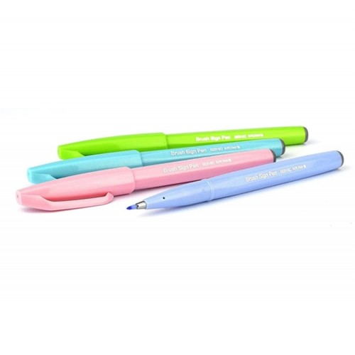 "Pentel"   Набор брашпенов Pentel Brush Pens Pastel, 4 шт., разные цвета чернил   от 0.2 мм   4 цв.  кисть SES15P-4