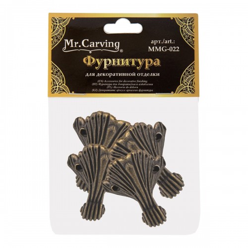 "Mr. Carving"   MMG-022   фурнитура для шкатулок "ножка"   4.5 x 3.1 см  5 х  4 шт. №02 бронза
