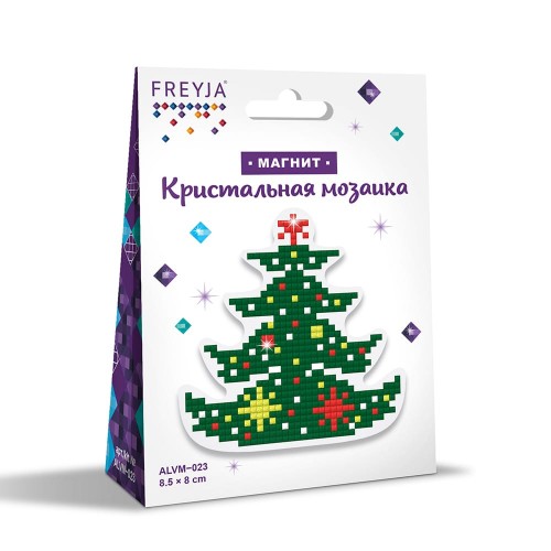 Кристальная (алмазная) мозаика  "ФРЕЯ" ALVM-023   магнит "Ёлочка" 8.5 х 9 см
