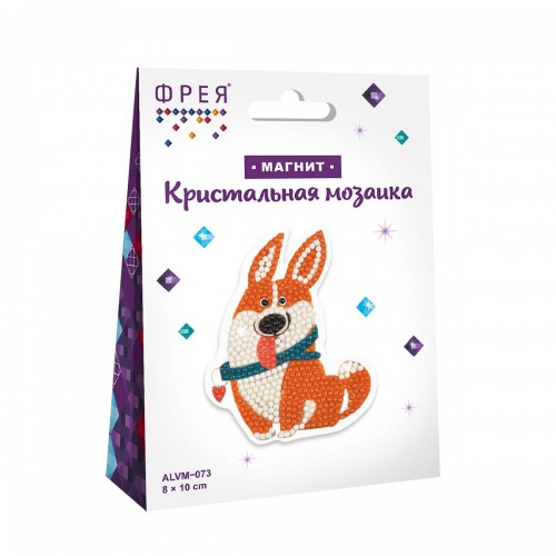 Кристальная (алмазная) мозаика  "ФРЕЯ" ALVM-073   магнит "Корги-озорник" 8 х 10 см