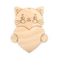 Заготовка для декорирования "Mr. Carving"   ВД-1083   Подвеска "Котенок с сердцем"   фанера   9  х 7 х  0.3 см .