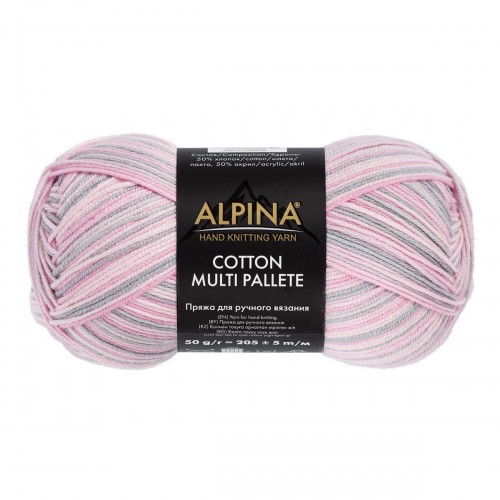 Пряжа ALPINA "COTTON MULTI PALLETE"   50\% хлопок, 50\% акрил   10 шт. х  50 г  205 м ± 5 м №03 белый-св.серый-серый
