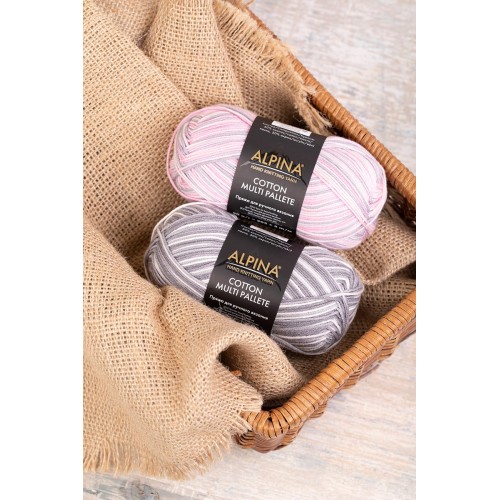 Пряжа ALPINA "COTTON MULTI PALLETE"   50\% хлопок, 50\% акрил   10 шт. х  50 г  205 м ± 5 м №05 голубой-желтый-мятный