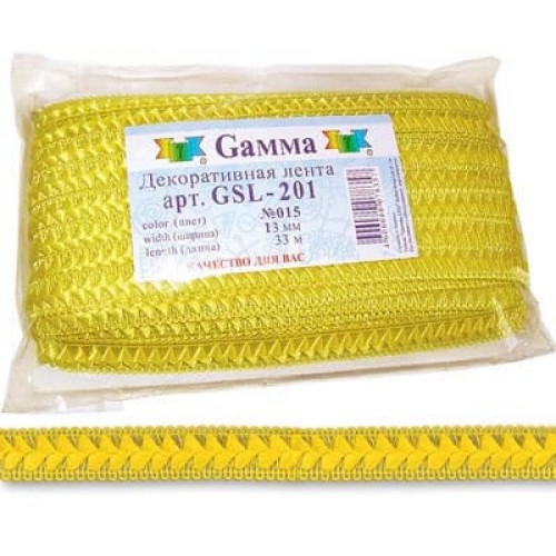 "Gamma"   тесьма декоративная "Самбоса"   GSL-201   13 мм  33 м ± 2 м  СК/Распродажа №090 ярко-зеленый