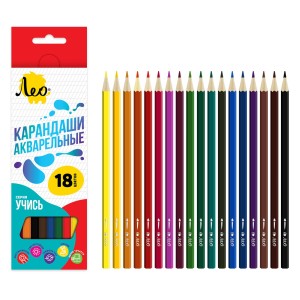 "Лео"   "Учись"   LNSWP-18   Набор акварельных карандашей   заточенный   8 х  18 цв. .