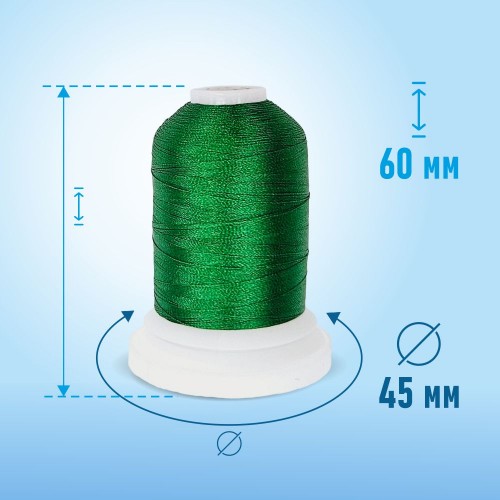Нитки вышивальные 120D/2 1000 ярд B174 зеленая трава 100% ПЭ