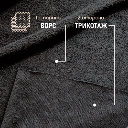 Флис односторонний антипиллинг "SENTEX" (ФАСОВКА 50*50см) 130 г/м2 100% ПЭ черный