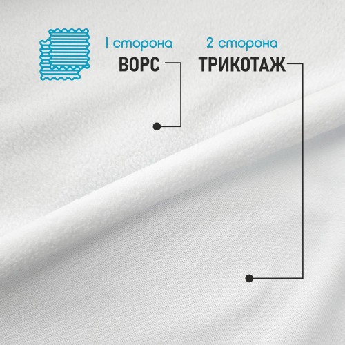 Флис односторонний антипиллинг "SENTEX" (ФАСОВКА 50*50см) 130 г/м2 100% ПЭ белый