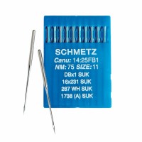Иглы для промышленных швейных машин DB*1 75 SUK для высокоэластичных тканей Schmetz (10 шт)