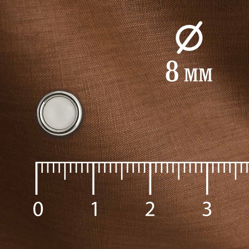 Пуговица PN-0928. 8 мм белый/никель (уп. 12 шт)