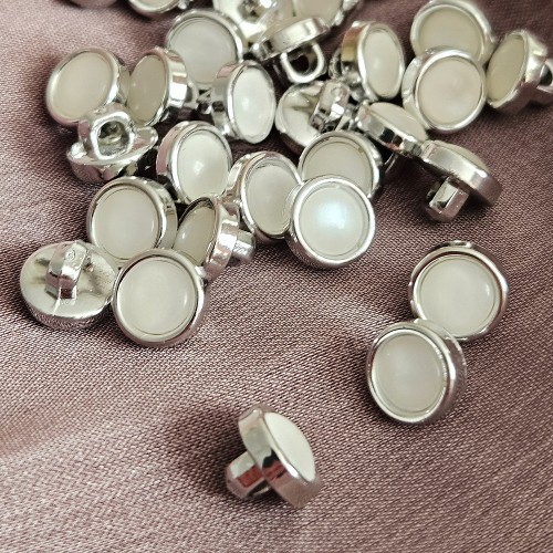 Пуговица PN-0928. 8 мм белый/никель (уп. 12 шт)